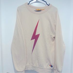 Aviator Nation Pink Ombré Lightning Bolt Sweatshirt